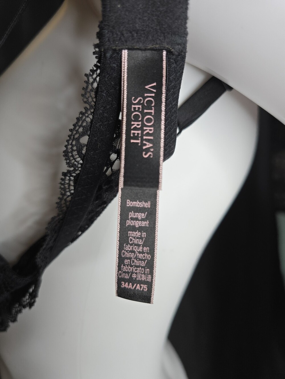 Victoria's Secret Bombshell Black Lace Push-Up Bra with Nude Lining Size 34A - Picture 2 of 16